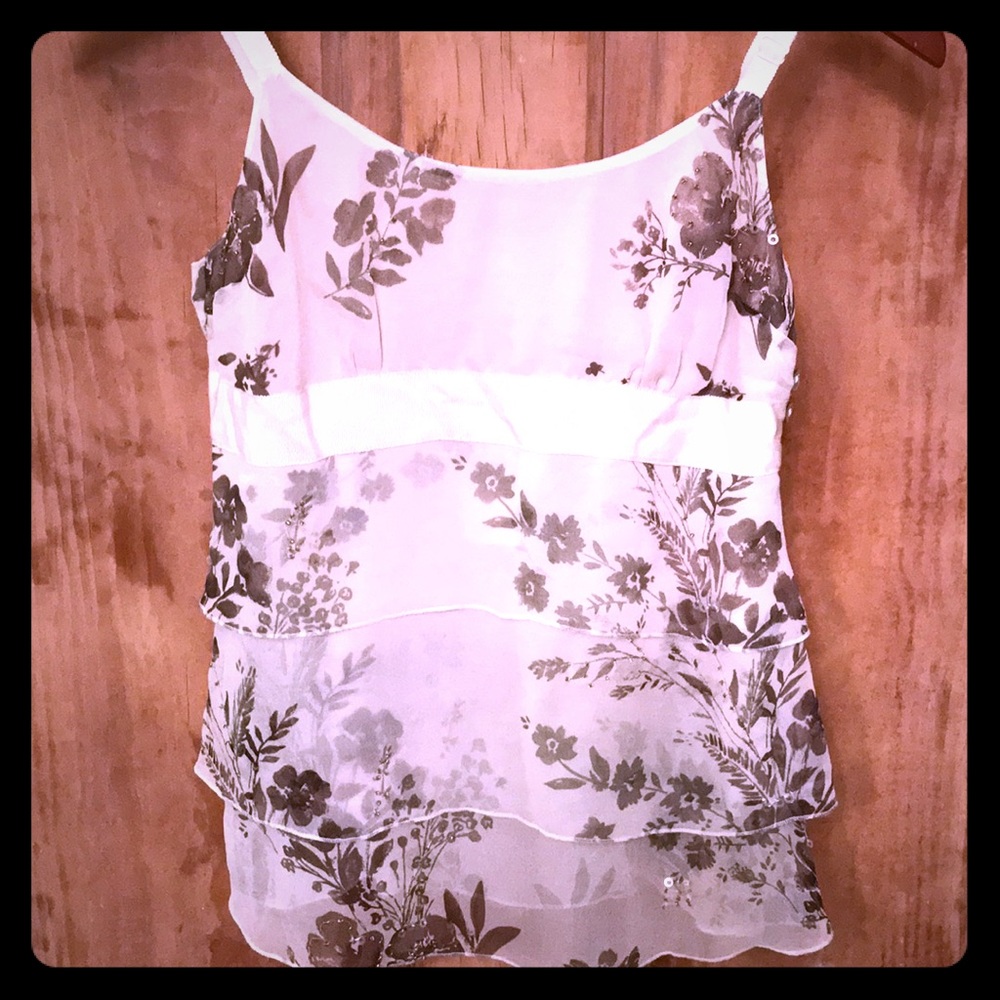 Beautiful delicate silk A & F hand beaded cami top